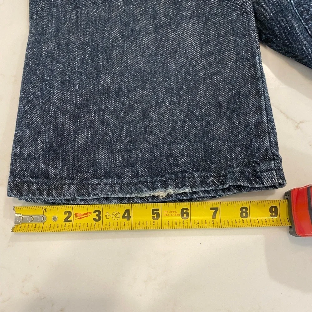 Boot Cut Jeans Dark Wash Linen-Weave Look Straight Leg Express 32W 30L